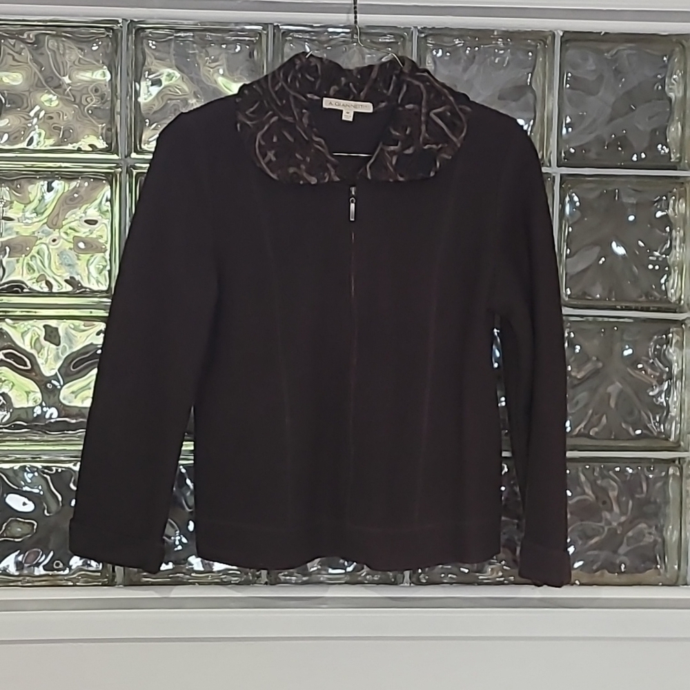 A. Giannetti 100% wool full zip cozy sweater.  Size M